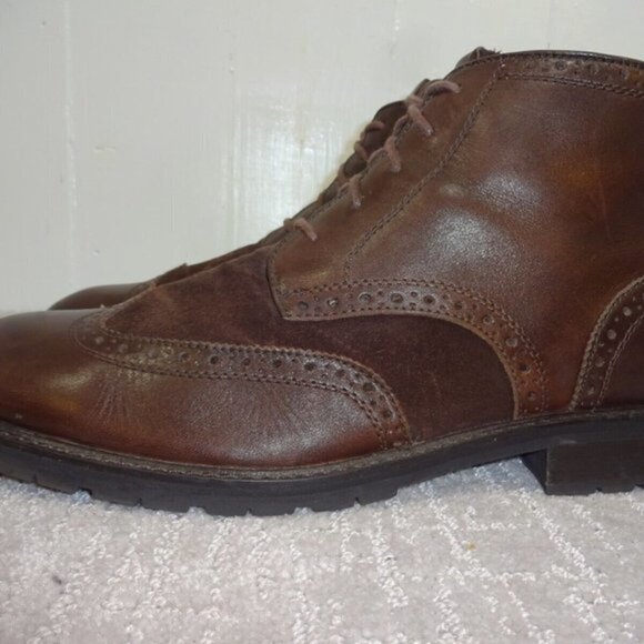 𝅺florsheim Limited Men's Size 13D US Brown Suede Leather Wingtip Ankle Boots - Picture 1 of 12